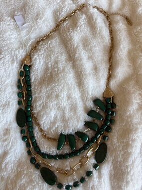 Plunder Emerald & Gold Layered Statement Necklace